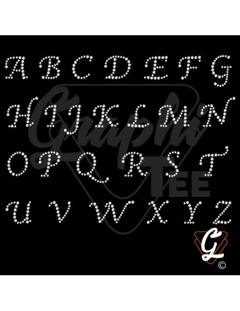 Plaque de transfert thermocollant lettres de l'alphabet en strass