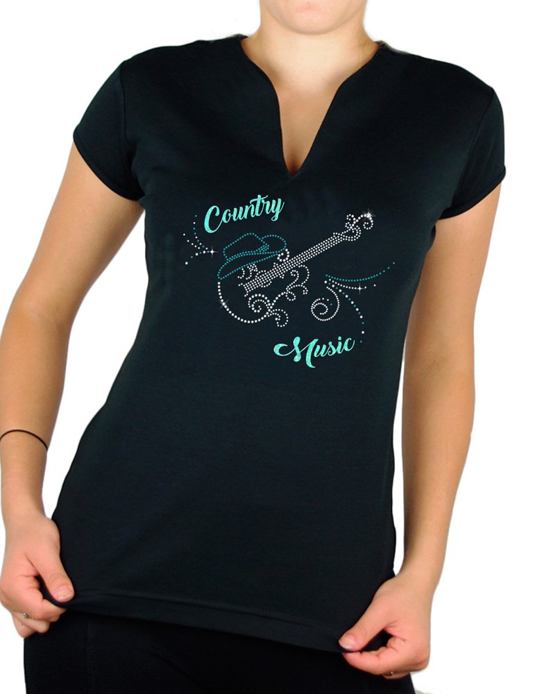 Arabesque Guitare lady V neck t shirt