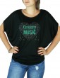 Coeur de musique Country T-shirt femme Manches Chauve Souris